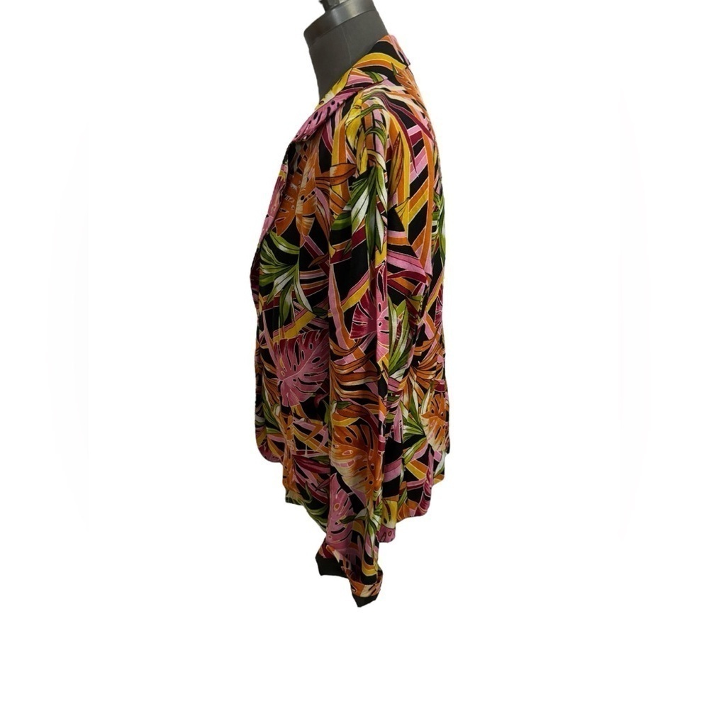 Ashley Stewart Linen Blazer Tropical Print Size 14 - Picture 3 of 11